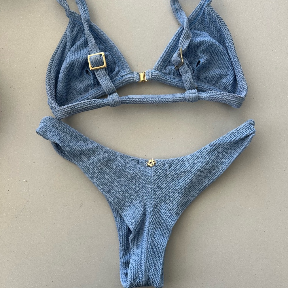 Blue Knit Bikini Set